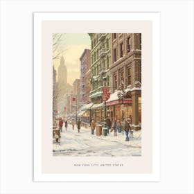 Vintage Winter Poster New York City Usa 4 Art Print