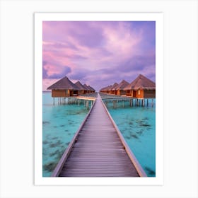 Maldives Resort At Sunset Art Print