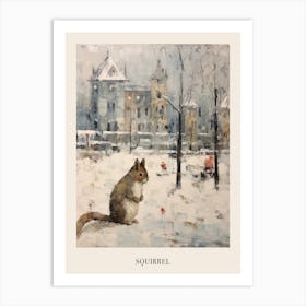 Vintage Winter Animal Painting Poster Squirrel 1 Art Print
