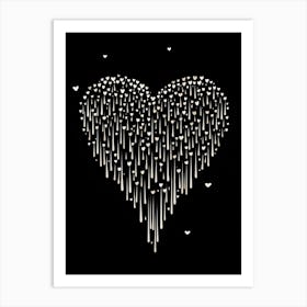 Heart Droplets Black Background Art Print