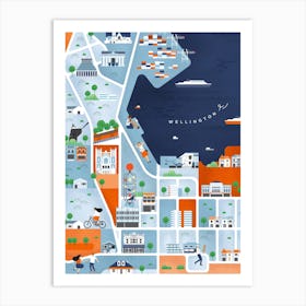 Wellington Map Art Print