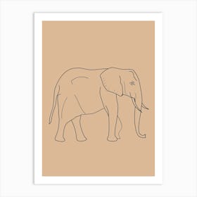 Elephant Drawing - Boho, Line Art 7 Art Print