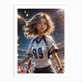 Anime Girl In Football Uniform Art Print