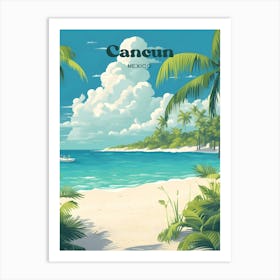 Cancun Mexico Vintage Beach Vacation Travel Art Illustration Art Print