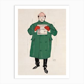 Man Reading Book (1893) , Edward Penfield Art Print