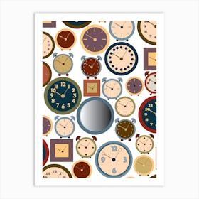 Clocks pattern Art Print