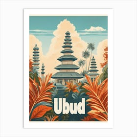 Aihrgdesign A Classic 1960s Travel Poster For Ubud Art Print