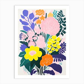 Colourful Flower Still Life Risograph Style 28 Art Print