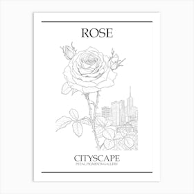 Rose Cityscape Line Drawing 3 Poster Art Print