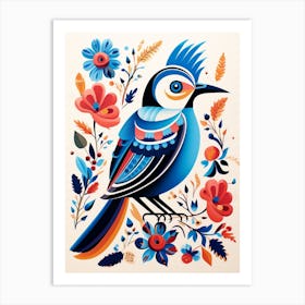 Scandinavian Bird Illustration Blue Jay 2 Art Print