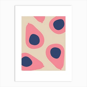 Pink And Blue Pears Art Print