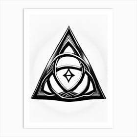 Triquetra, Symbol, Third Eye Simple Black & White Illustration 3 Art Print