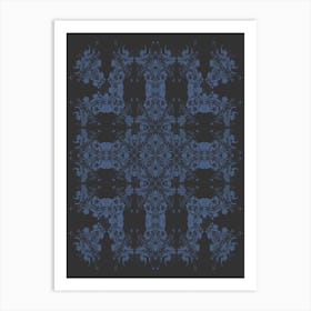 Imperial Japanese Ornate Pattern Black And Blue 1 Art Print