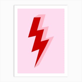 Lightning Bolt Pink and Red Preppy Art Print