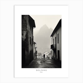 Poster Of Bolzano, Italy, Black And White Analogue Photography 1 Art Print