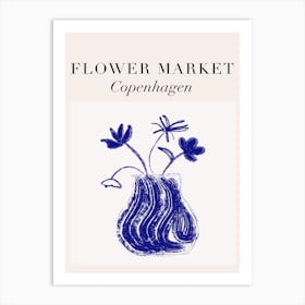 Flower Market Blue And White Art Print