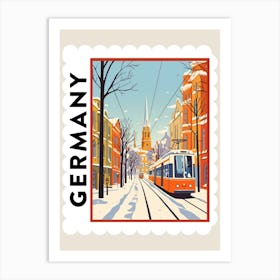 Retro Winter Stamp Poster Hamburg Germany 2 Art Print