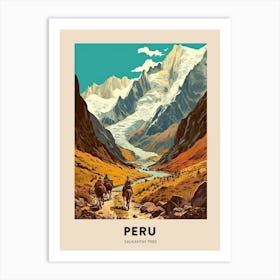Salkantay Trek Peru Vintage Hiking Travel Poster Art Print