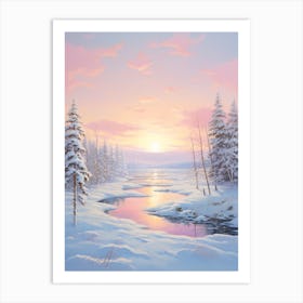 Dreamy Winter Painting Rovaniemi Finland 3 Art Print