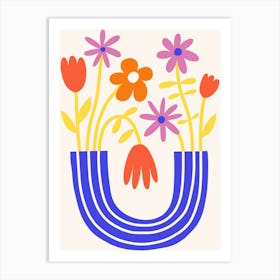 Colorful Flower Vase Print  Art Print