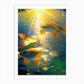 Kawarimono Matsuba Koi Fish Monet Style Classic Painting Art Print