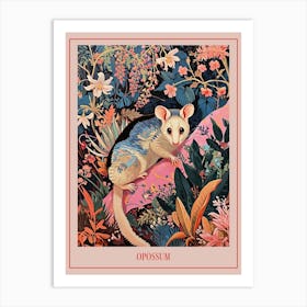 Floral Animal Painting Opossum 2 Poster Art Print