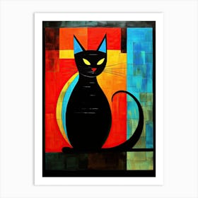 Meowdern Cubism: Minimalist Cat Creations Art Print