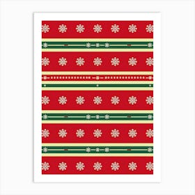 Christmas Striped Pattern Art Print