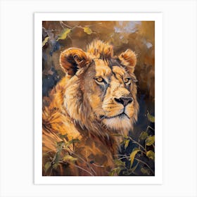 African Lion Symbolic Imagery Acrylic Painting 3 Art Print