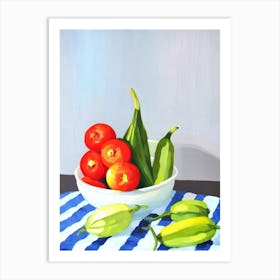 Okra Tablescape vegetable Art Print