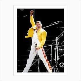 Freddie Mercury Of The Band Queen At Live Aid On July 13, 1985 In London Art Print