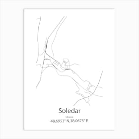 Soledar,Ukraine Minimalist Map Art Print