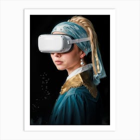 Girl With Vr Glasses Art Print