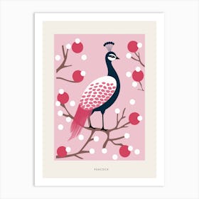 Minimalist Peacock 1 Bird Poster Art Print