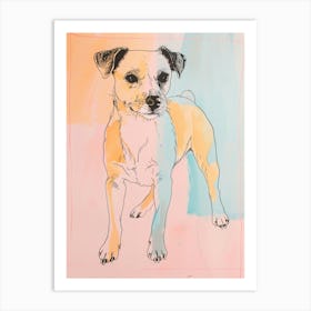 Pastel Parson Russell Terrier Dog Pastel Line Illustration  3 Art Print