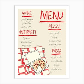 Pizza And Wine Date Art Print