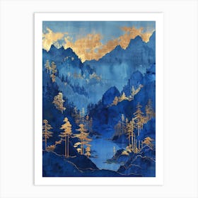 Blue And Gold 4 Art Print