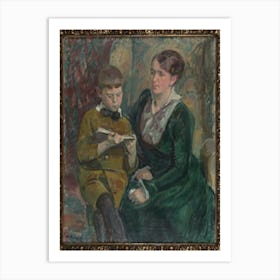 Mrs,Esther Cederhvarf With Her Son,1916, By Magnus Enckell Art Print
