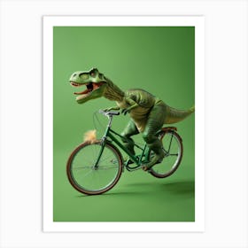 Dinosaur Riding A Bike Art Print