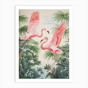Vintage Japanese Inspired Bird Print Greater Flamingo 2 Art Print