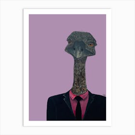 Ostrich In Suit Art Print