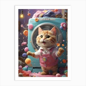 Cat In The Washing Machine 5 Art Print