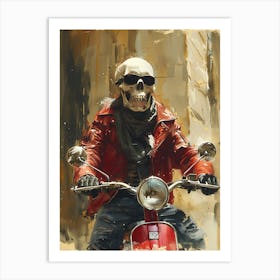 Skeleton On A Moped 2 Art Print