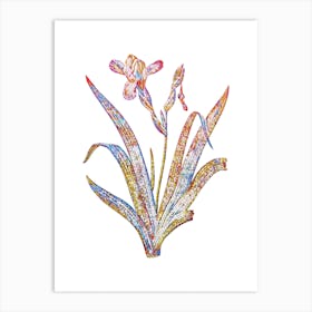 Stained Glass Hungarian Iris Mosaic Botanical Illustration on White n.0200 Art Print