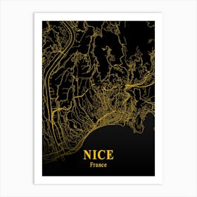 Nice Gold City Map 1 Art Print