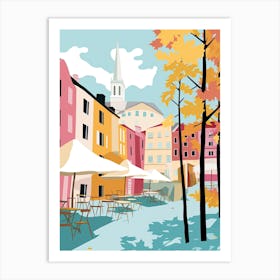 Tampere, Finland, Flat Pastels Tones Illustration 2 Art Print