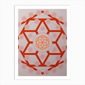 Geometric Abstract Glyph Circle Array in Tomato Red n.0024 Art Print