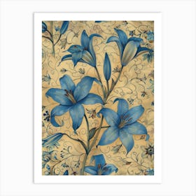 Blue Lilies 6 Art Print