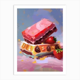 Strawberry Cake Oil Painting 4 Art Print