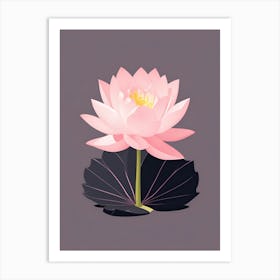 A Pink Lotus In Minimalist Style Vertical Composition 35 Art Print